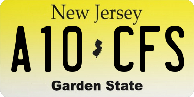 NJ license plate A10CFS