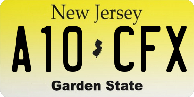 NJ license plate A10CFX