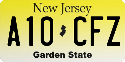 NJ license plate A10CFZ