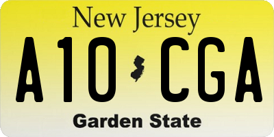 NJ license plate A10CGA