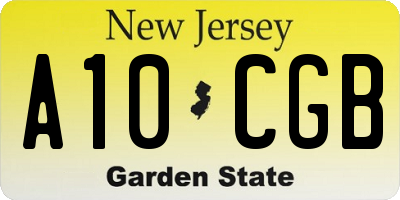 NJ license plate A10CGB