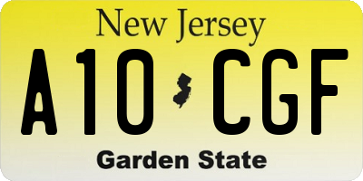 NJ license plate A10CGF