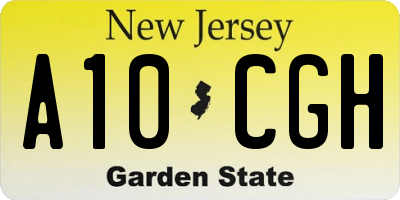 NJ license plate A10CGH