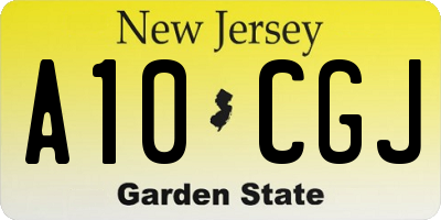 NJ license plate A10CGJ