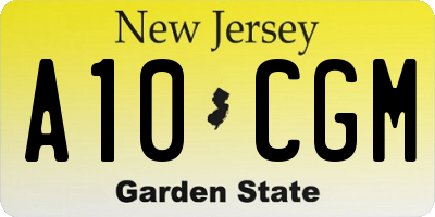 NJ license plate A10CGM