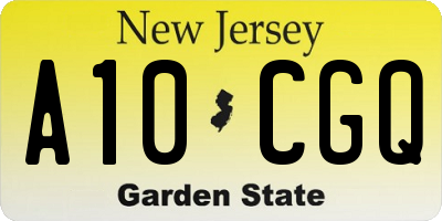 NJ license plate A10CGQ