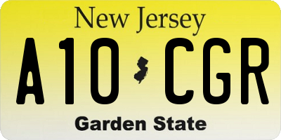 NJ license plate A10CGR