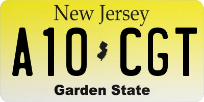 NJ license plate A10CGT