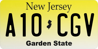 NJ license plate A10CGV