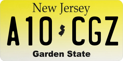 NJ license plate A10CGZ