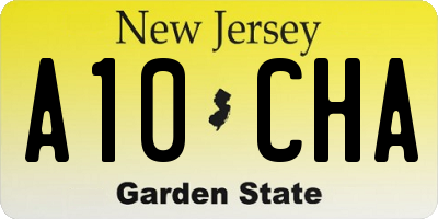 NJ license plate A10CHA