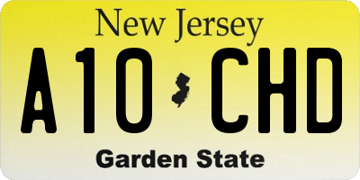 NJ license plate A10CHD