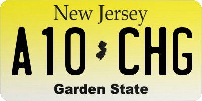 NJ license plate A10CHG