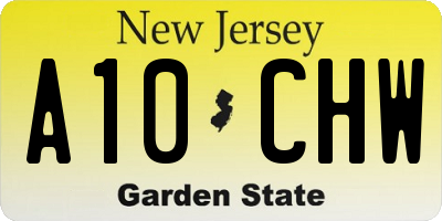 NJ license plate A10CHW