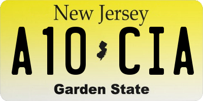 NJ license plate A10CIA