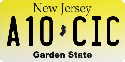 NJ license plate A10CIC