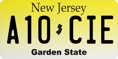 NJ license plate A10CIE