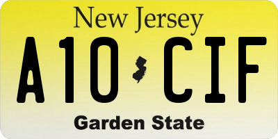 NJ license plate A10CIF