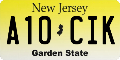 NJ license plate A10CIK