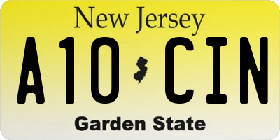 NJ license plate A10CIN