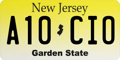 NJ license plate A10CIO