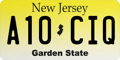 NJ license plate A10CIQ