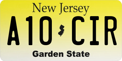 NJ license plate A10CIR