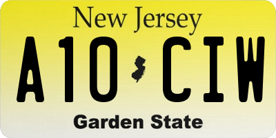 NJ license plate A10CIW