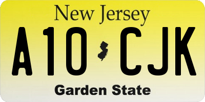 NJ license plate A10CJK