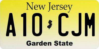 NJ license plate A10CJM