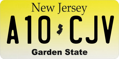 NJ license plate A10CJV