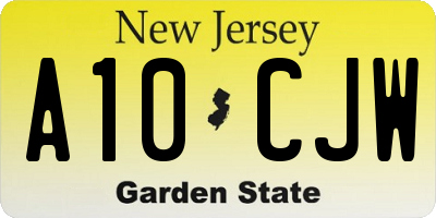 NJ license plate A10CJW