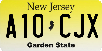 NJ license plate A10CJX