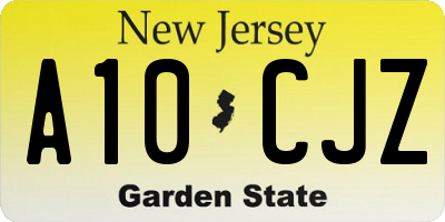 NJ license plate A10CJZ