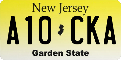 NJ license plate A10CKA