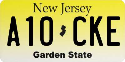 NJ license plate A10CKE