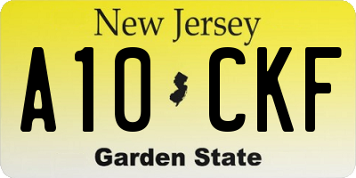 NJ license plate A10CKF