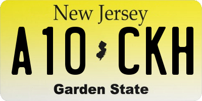 NJ license plate A10CKH