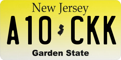 NJ license plate A10CKK