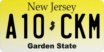 NJ license plate A10CKM