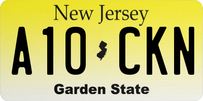 NJ license plate A10CKN