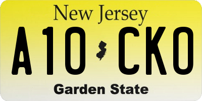 NJ license plate A10CKO