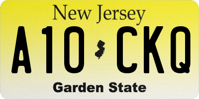 NJ license plate A10CKQ