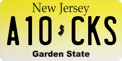 NJ license plate A10CKS