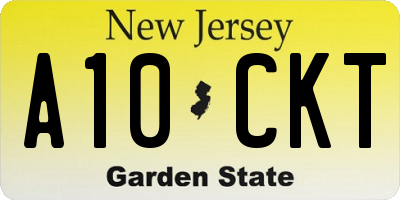 NJ license plate A10CKT