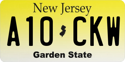 NJ license plate A10CKW