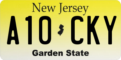 NJ license plate A10CKY
