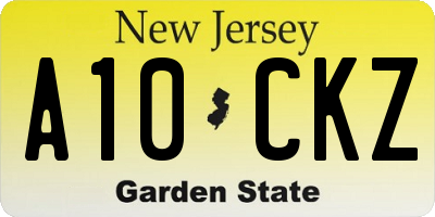 NJ license plate A10CKZ