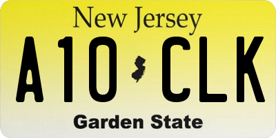 NJ license plate A10CLK