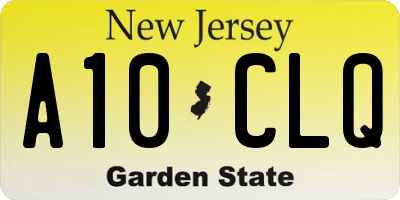 NJ license plate A10CLQ